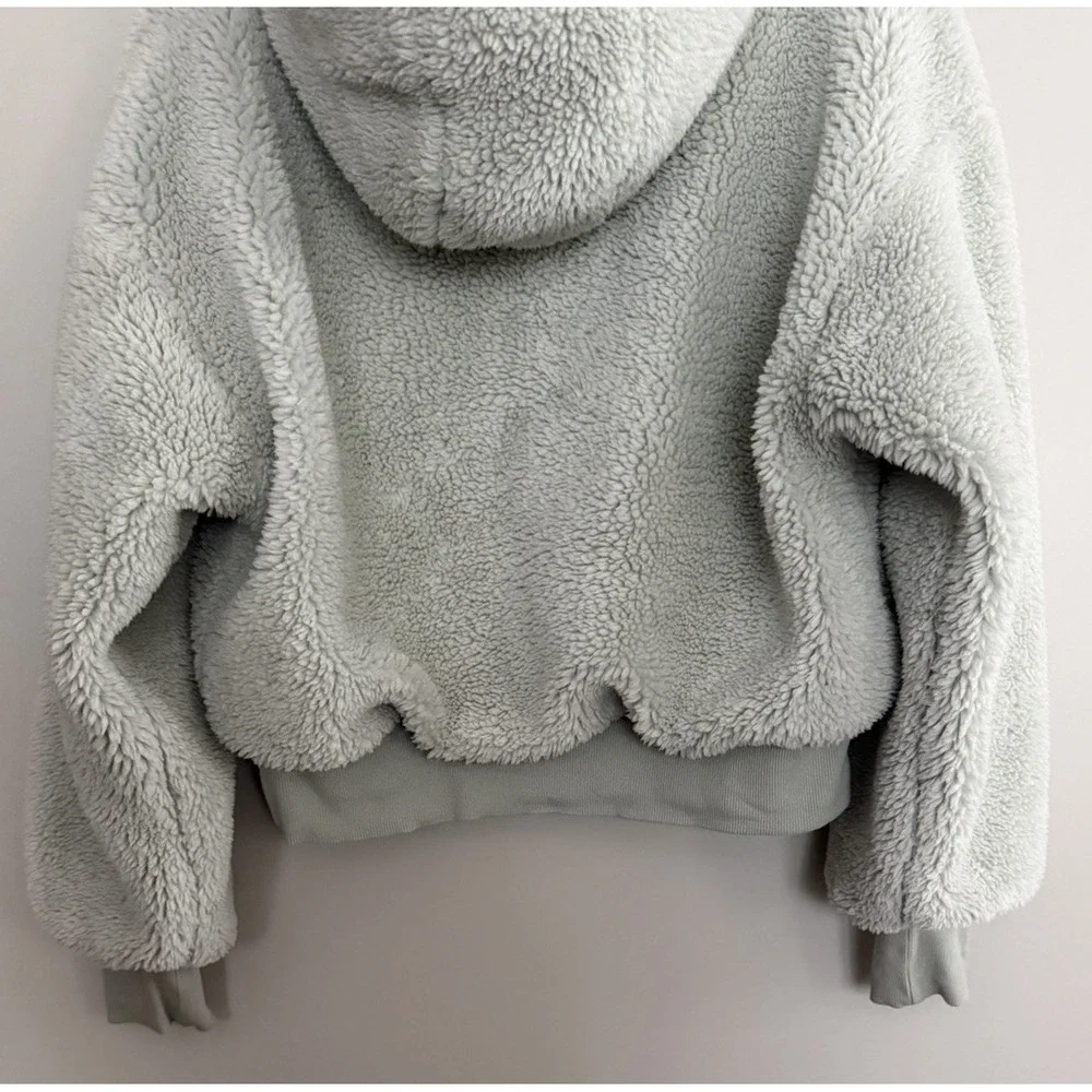 Alo Yoga Streetside Half Zip Sherpa Hoodie Pullover Light Green Women's Medium
